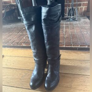 Frye Jane Strappy Black Leather Boots